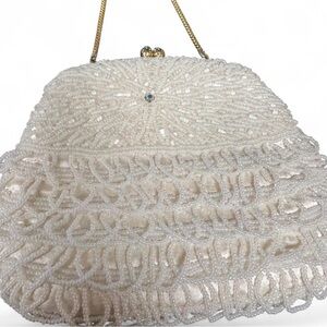 Vintage white beaded evening bag